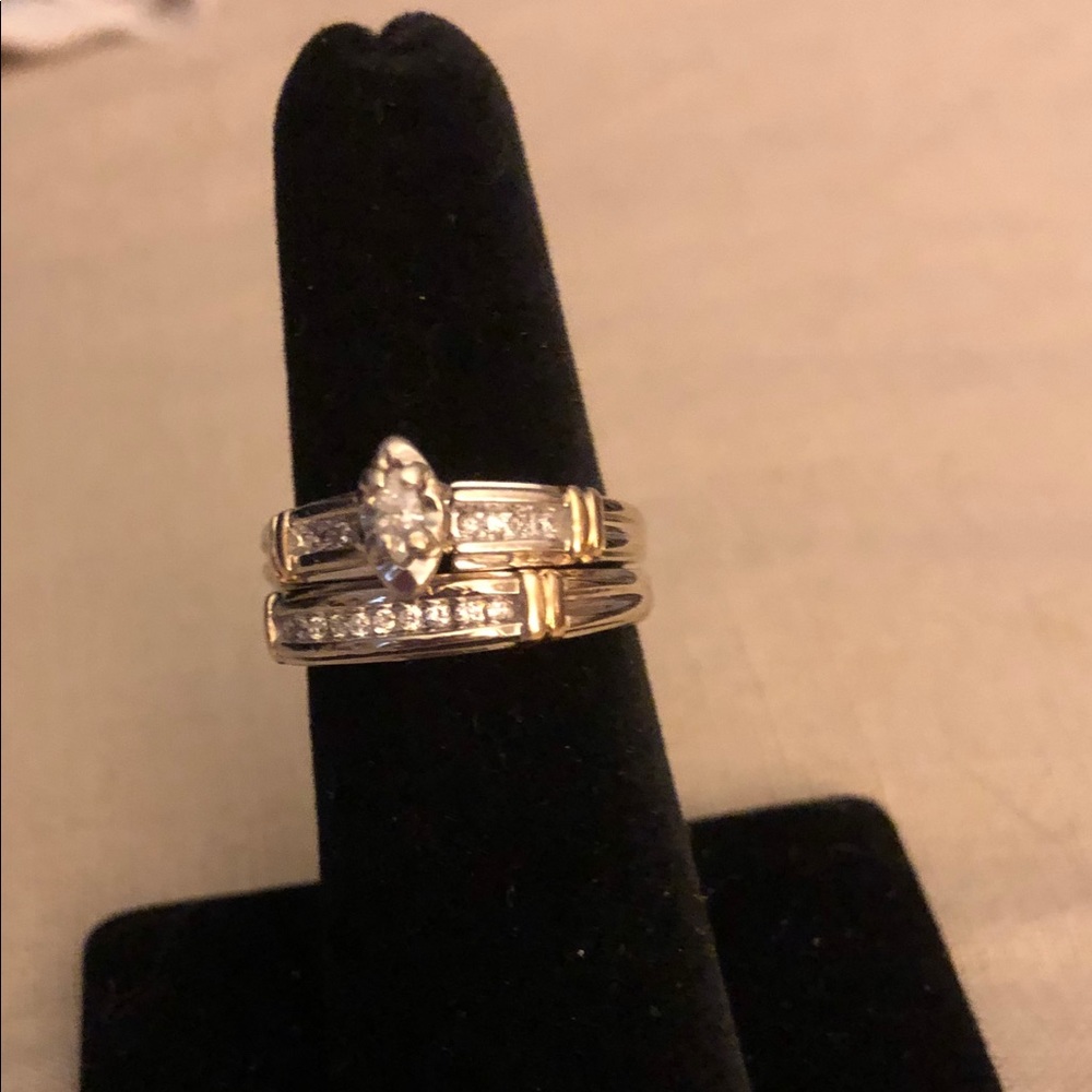 14k natural diamond engagement/wedding ring set - Picture 2 of 6